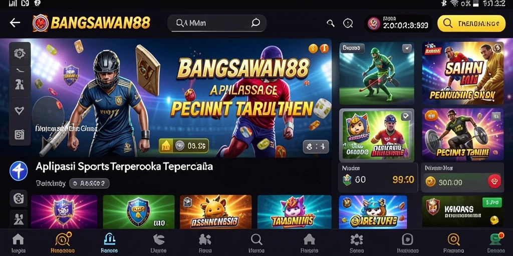 Tampilan utama aplikasi BANGSAWAN88 saat melakukan taruhan olahraga.