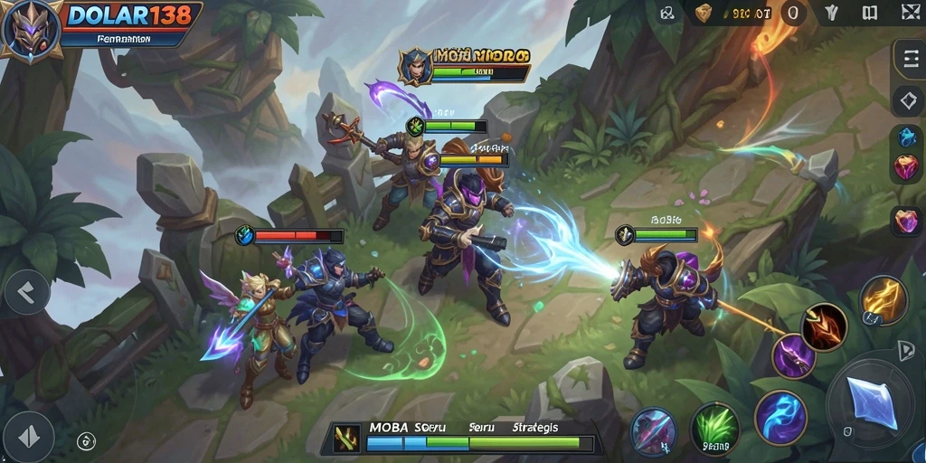 Screenshot dari gameplay seru DOLAR138 dalam pertarungan MOBA.
