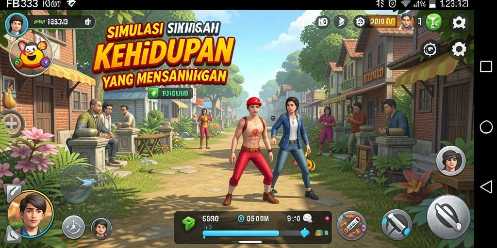 Screenshot menampilkan gameplay FB333 dengan karakter yang berinteraksi.