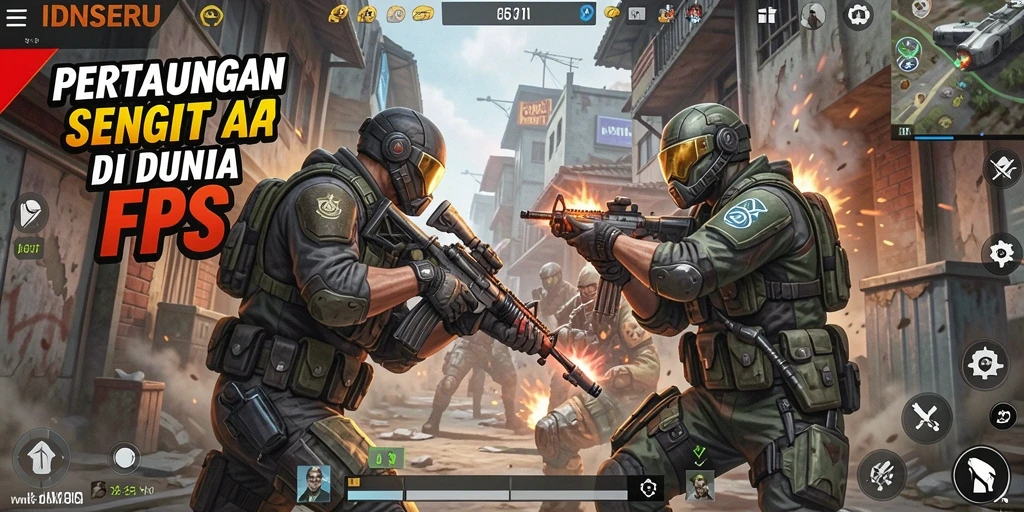 Screenshot gameplay IDNSERU menunjukkan pertempuran intens dan grafis yang memukau.