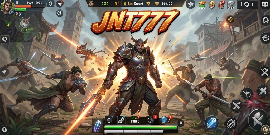 Tampilan gameplay JNT777 yang mendebarkan dan strategis.