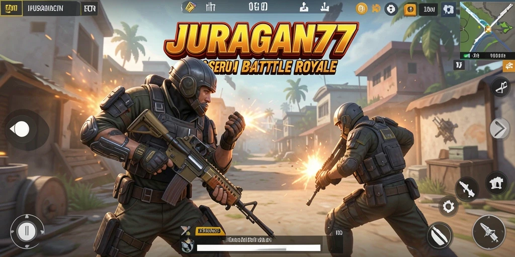 Screenshot gameplay mendebarkan di JURAGAN77 Battle Royale.