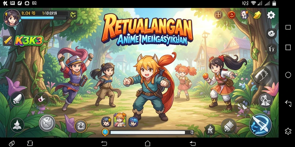 Gameplay K3K3 yang penuh aksi dan karakter Anime menarik.