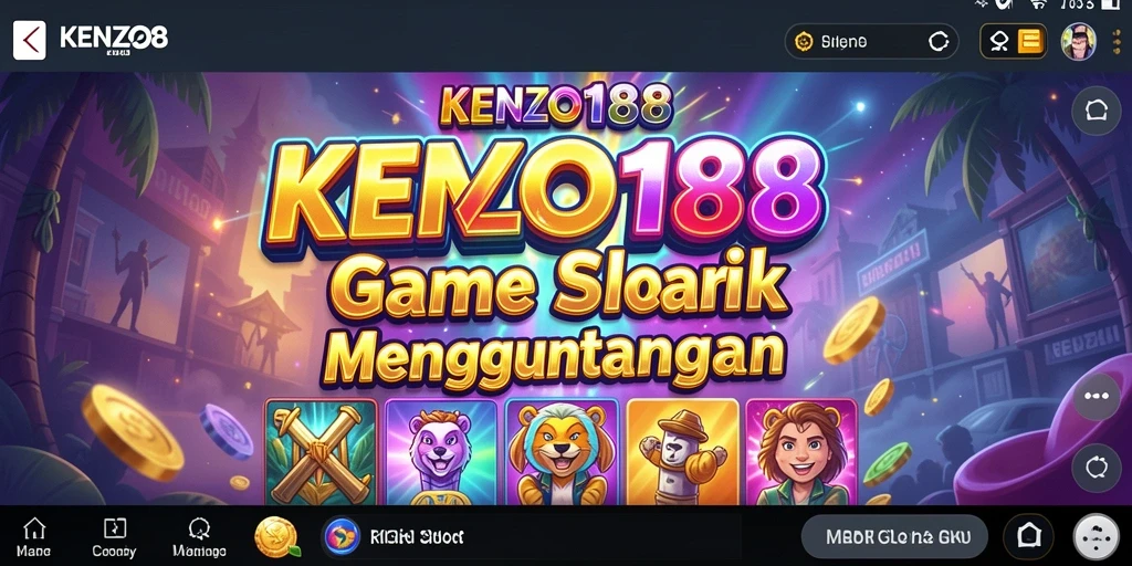 Screenshot gameplay KENZO188 menampilkan mesin slot yang penuh warna.