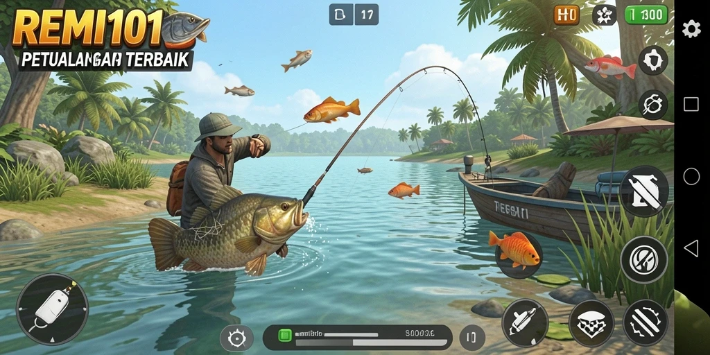 Gameplay Fishing yang menarik dan seru dalam REMI101.