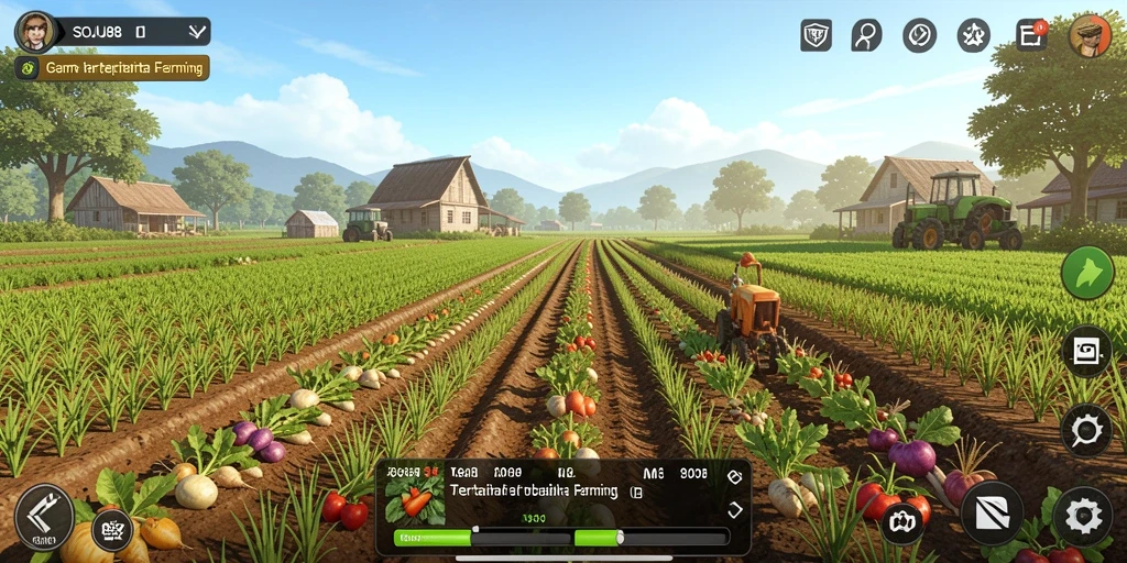 Screenshot gameplay SOJU88 menampilkan aktivitas bertani yang seru dan interaktif.