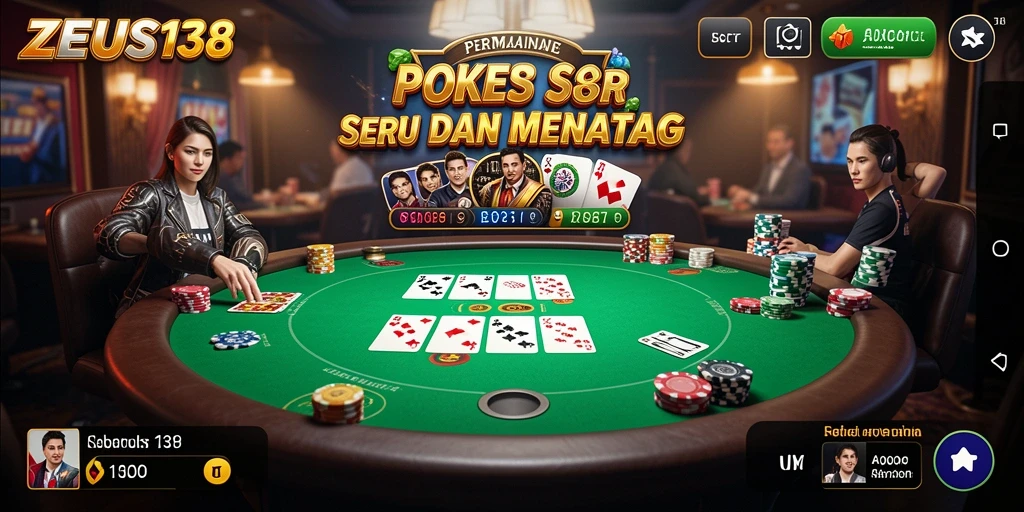 Tampilan gameplay Poker yang seru dan interaktif di ZEUS138.