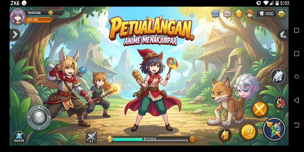 Tampilan gameplay ZK6 yang menampilkan karakter anime aksi.